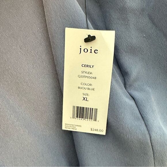 Joie Slate Blue Silk Braided sleeve Tank Top | XL - Picture 6 of 8